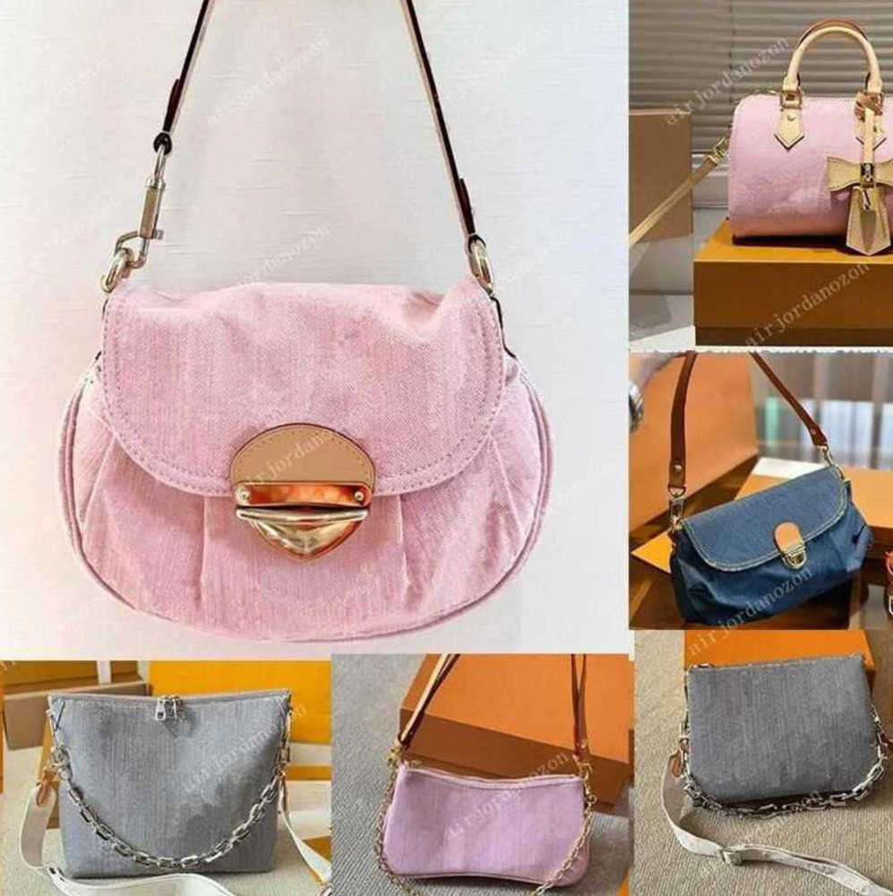 Designer pink denim Hobo Crossbody Bag jean bag Women Fashion Casual Underarm Handbag Shoulder Bag Vintage Female Messenger Bag High quality Tote bags 10A