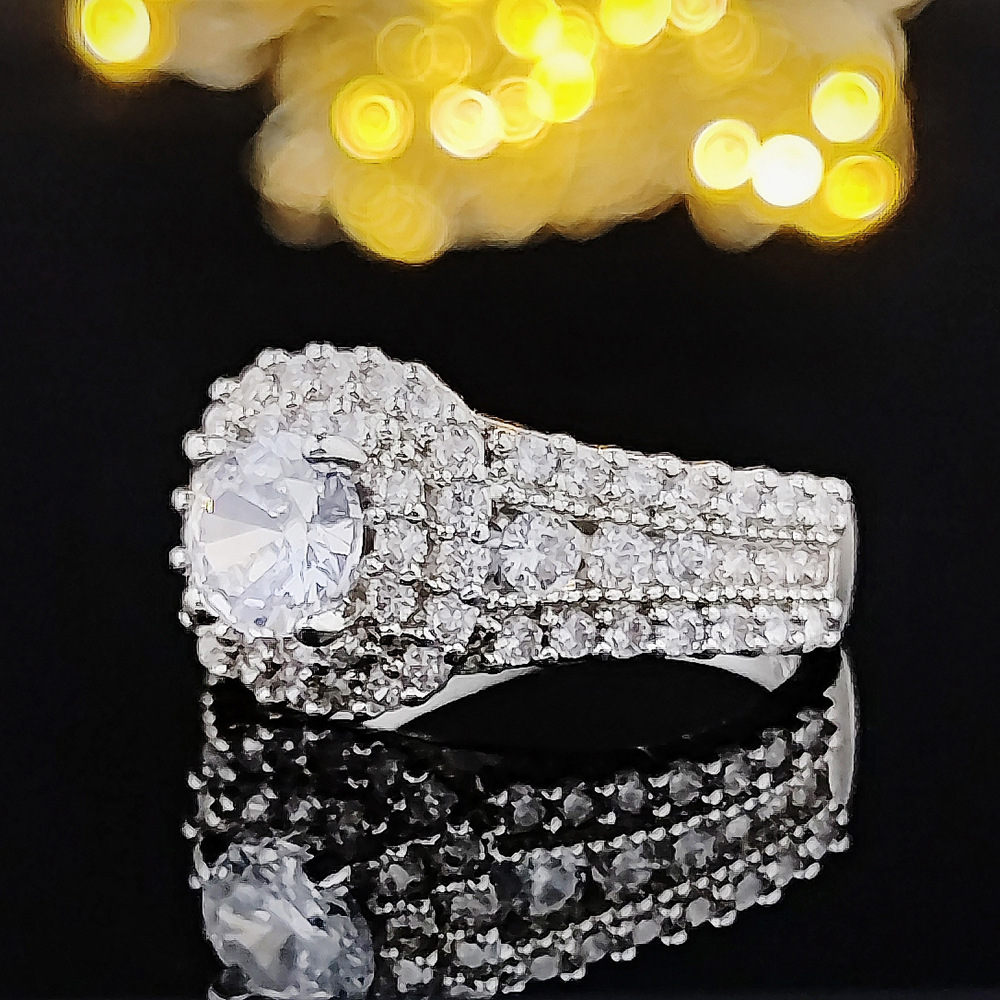 Cluster Rings White Gold Color Moissanite Ring For Women Square Anillos Bizuteria Wedding Bague Gemstone Diamond Jewelry Cluster