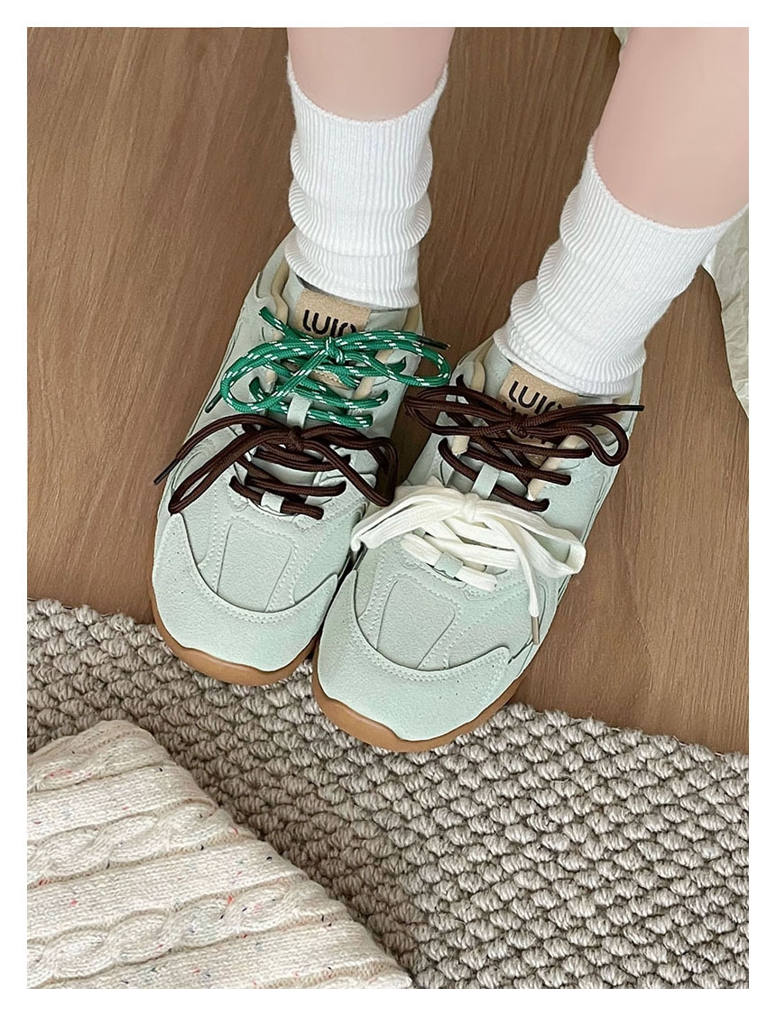 Women's casual retro internet-famous casual shoes New style Color-blocked Niche Irregular shoelaces Versatile sports shoes