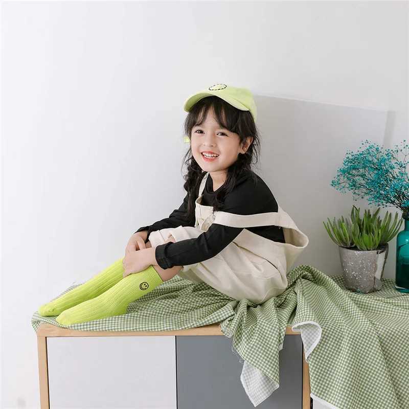 Childrens cotton short socks solid color fluorescent fashionable socks striped smile cute baby feet wearing breathable X2503221