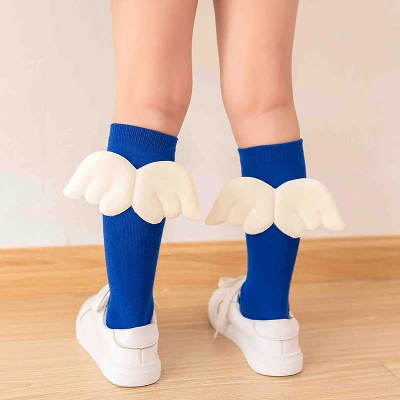 Baby Girls Knee High Socks Angel wing Summer Autumn Cotton Socks Solid Candy Color Kids Toddler Short Socks For Children X2503221