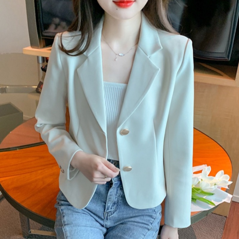T320Short casual suit jacket for women with a spring feel, French temperament, slim long-sleeved suit top