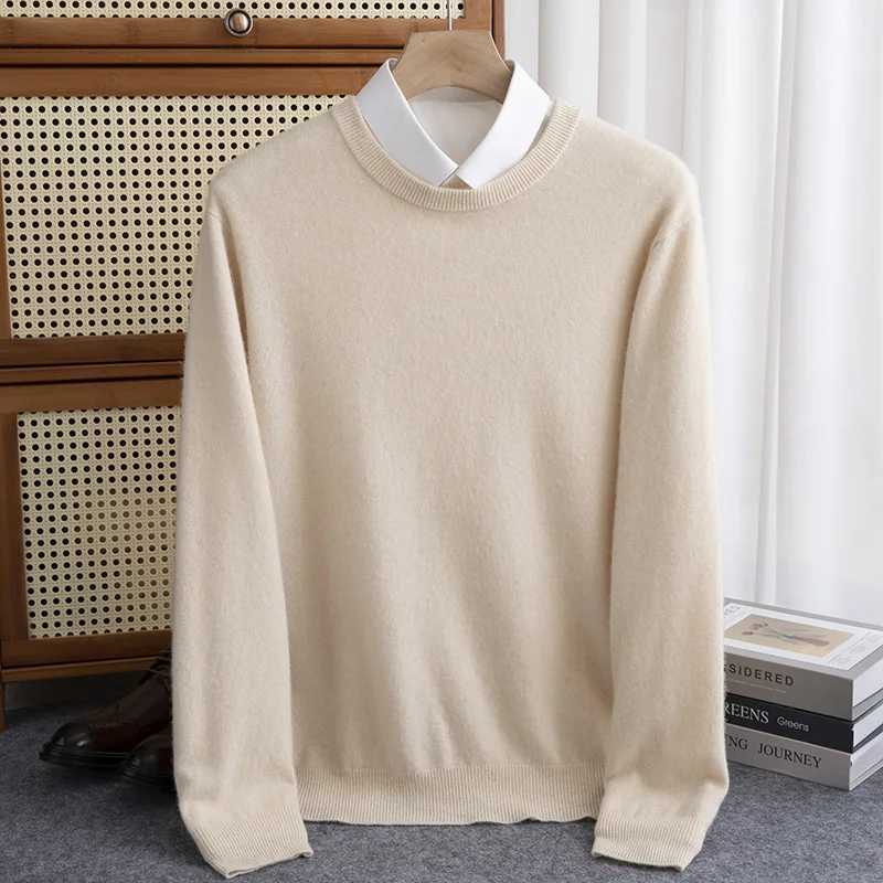Home>Products>Mens O-neck long sleeved floral spring and autumn new Merino wool sweater solid soft knitted casual top W250322