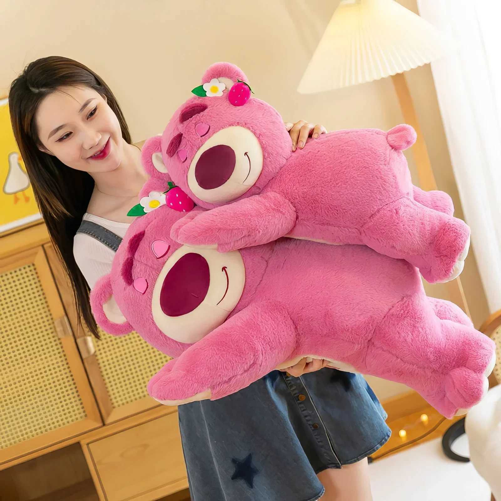 80cm Anime Lots-o-Huggin Bear Plush Toy KAWaii Lying in Bed Sleeping Loso Bear Plush Soft Fill Doll Pillow Birthday Gift X250322