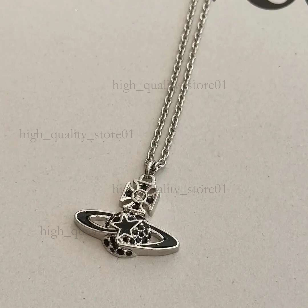 Viviennen West Wood Necklace Designer Saturn Pearl Viviennen Necklace Womens High Edition Star Full Diamond Collar Chain Necklaces For Women Jewelry b98