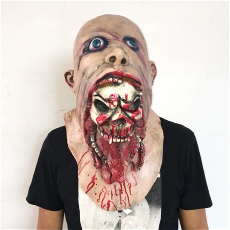 Zombie Mask Creepy Halloween Props Scary Realistic Face Mask Adult Party Cosplay Costume Props Horror Infected Zombie Masks 250321