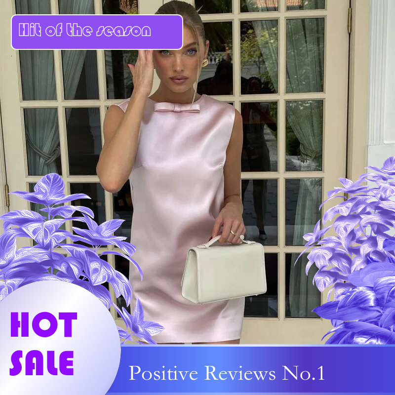 Dongdumaoyi Nieuwe Sexy Feestjurk Roze Satijnen Strik Slaaploze Backless Korte Jurk DAMES