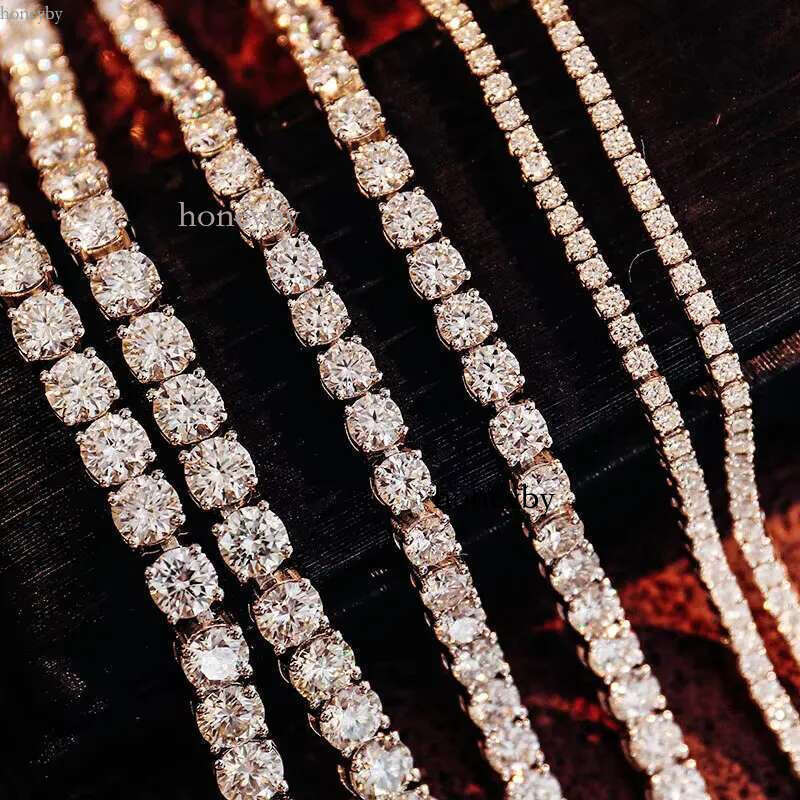 2- 6mm 100% Sterg Sier Moissanite Tennis Chain Trendy White Women's Necklace with k Wholesale