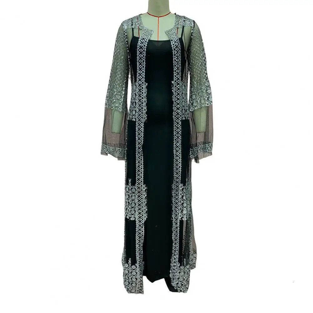 2 piecesset of elegant and shiny bronze party dresses for women including mesh cardigans long birthday shawl sets 250320