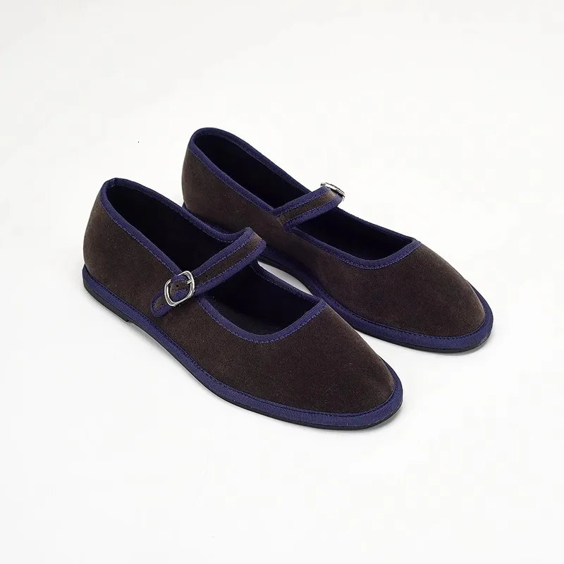 Retro Woman Shoes Modis Mixed Colors Round Toe Casual Female Sneakers Shallow Mouth Flats Dress Fabric Mary Janes Striped 250322