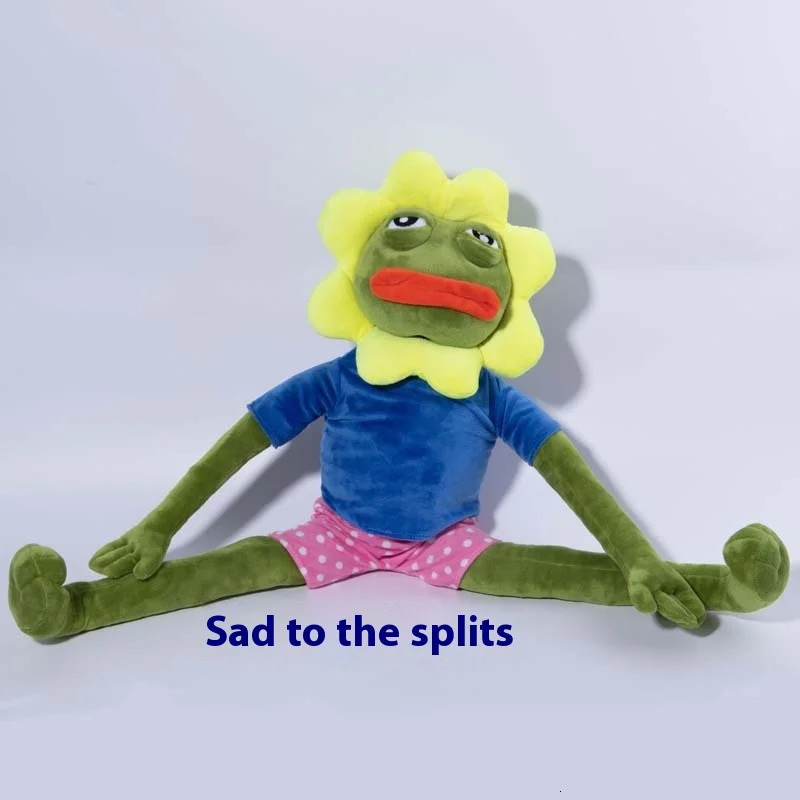Truly authorized Pepe Frog Sad Sunflower Doll Lonely Plush Toy Big Eyes Mouth Green Gift in 250319