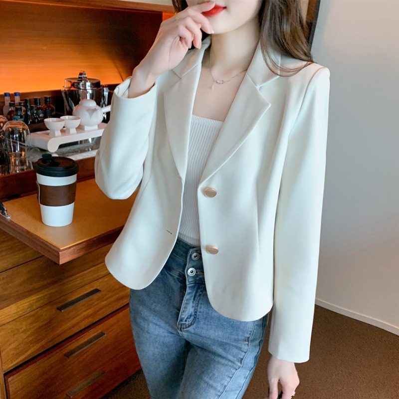 T320Short casual suit jacket for women with a spring feel, French temperament, slim long-sleeved suit top