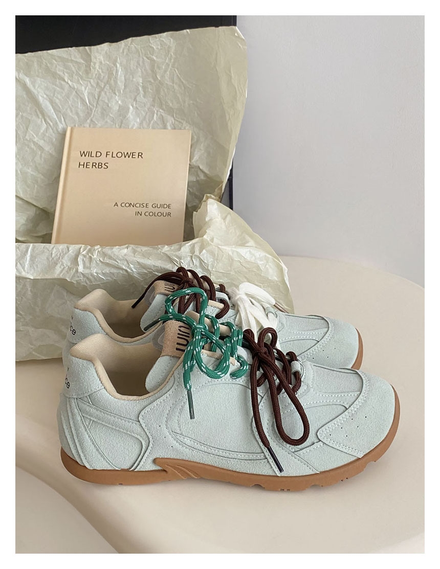 Women's casual retro internet-famous casual shoes New style Color-blocked Niche Irregular shoelaces Versatile sports shoes