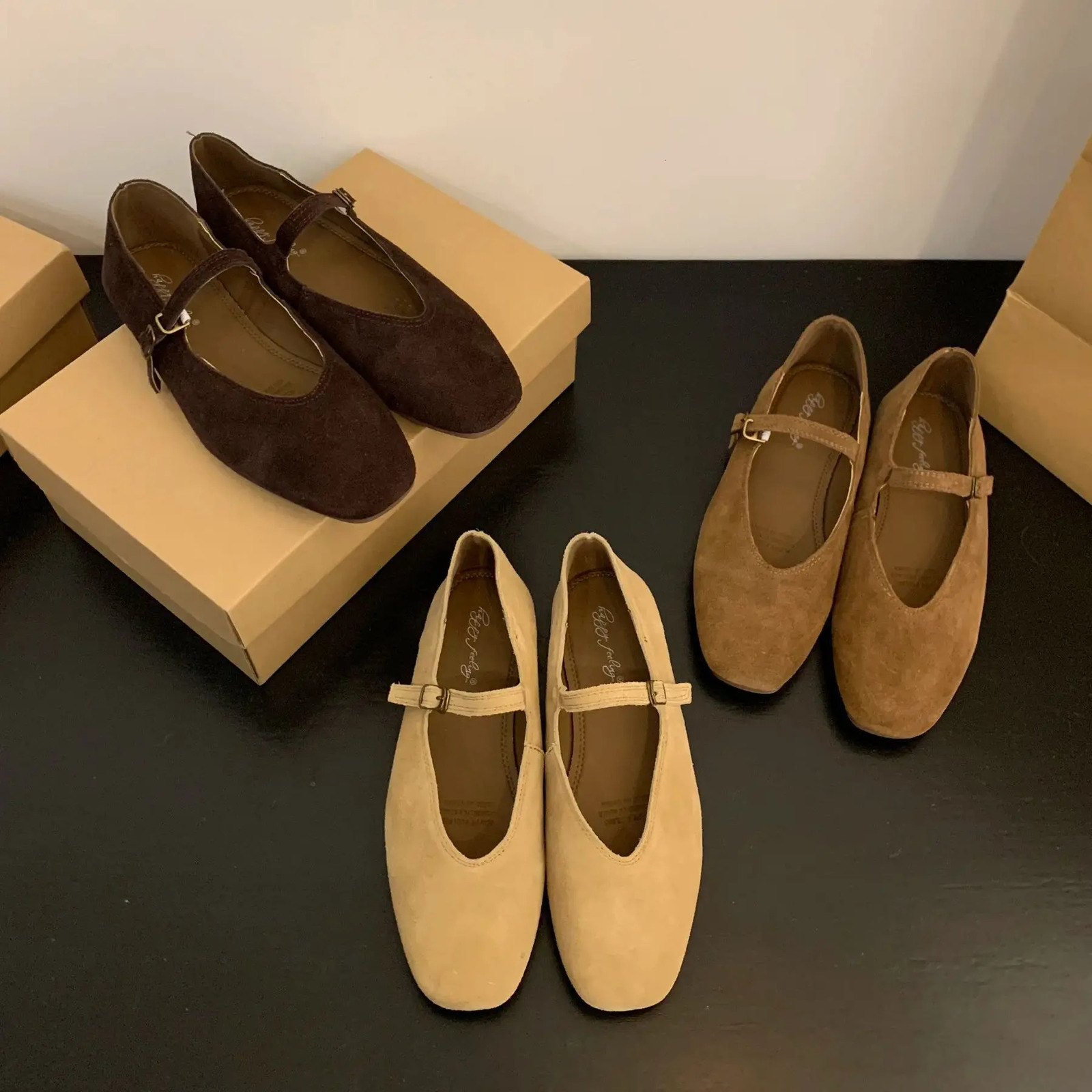 Bailamos Women Flats Round Toe Shallow Slip On Ladies Casual Ballet Shoes Soft Real Leather Eelgant Dress Shoes Size41 250321