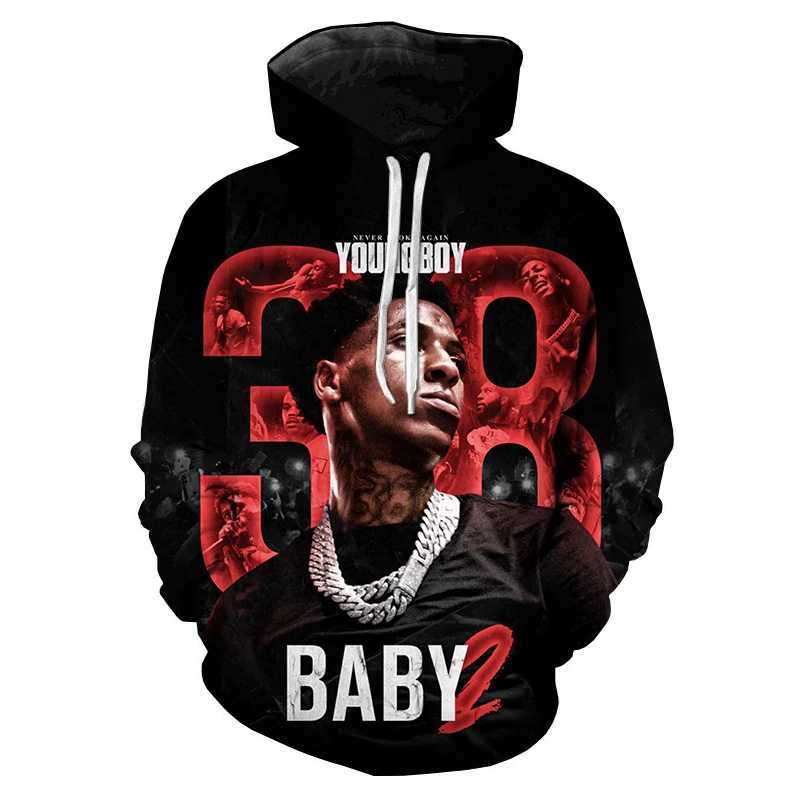 Rap singer YoungBoy 3D printed hoodie mens hip-hop super big hoodie fashion zipper hoodie sportswear Tracksuits mens clothingXJ250322