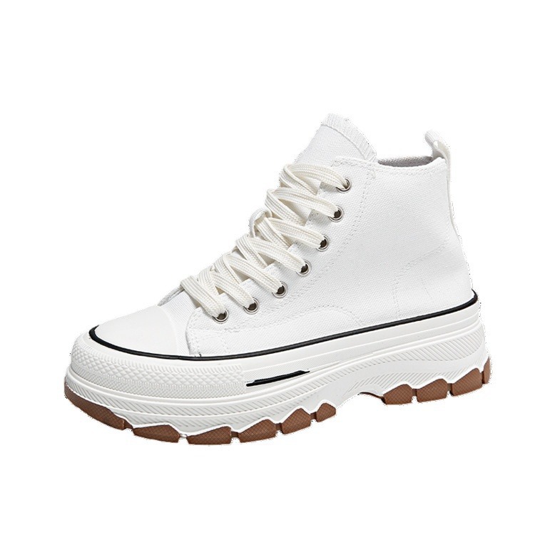 Spring new muffin thick soled canvas shoes high top color matching lace-up single shoes collegiate style casual sports shoes women 2025s hot