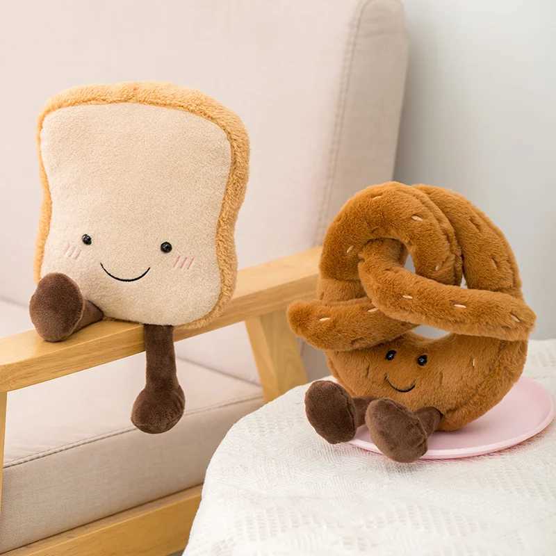 Cute plush toast salt and pepper curls hybrid bagel toys stuffed bread soft dolls childrens comfort toys birthday gifts X250322