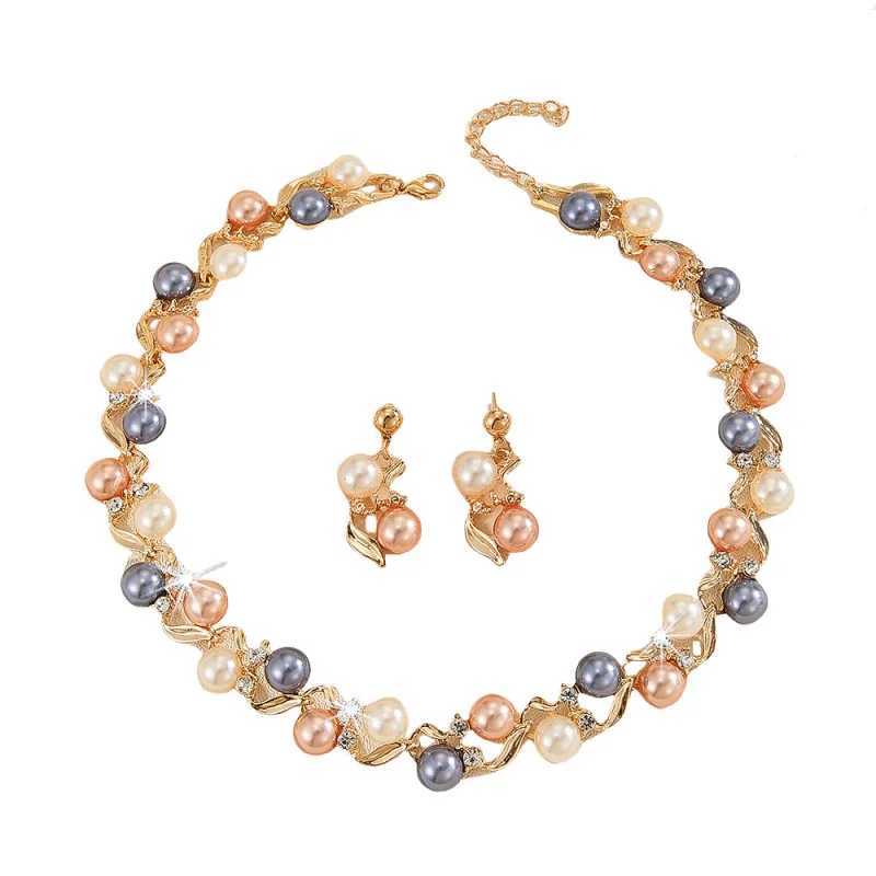 Elegant pearl 2 earrings necklace jewelry set Pearl pearl necklace wholesaleXJ250322