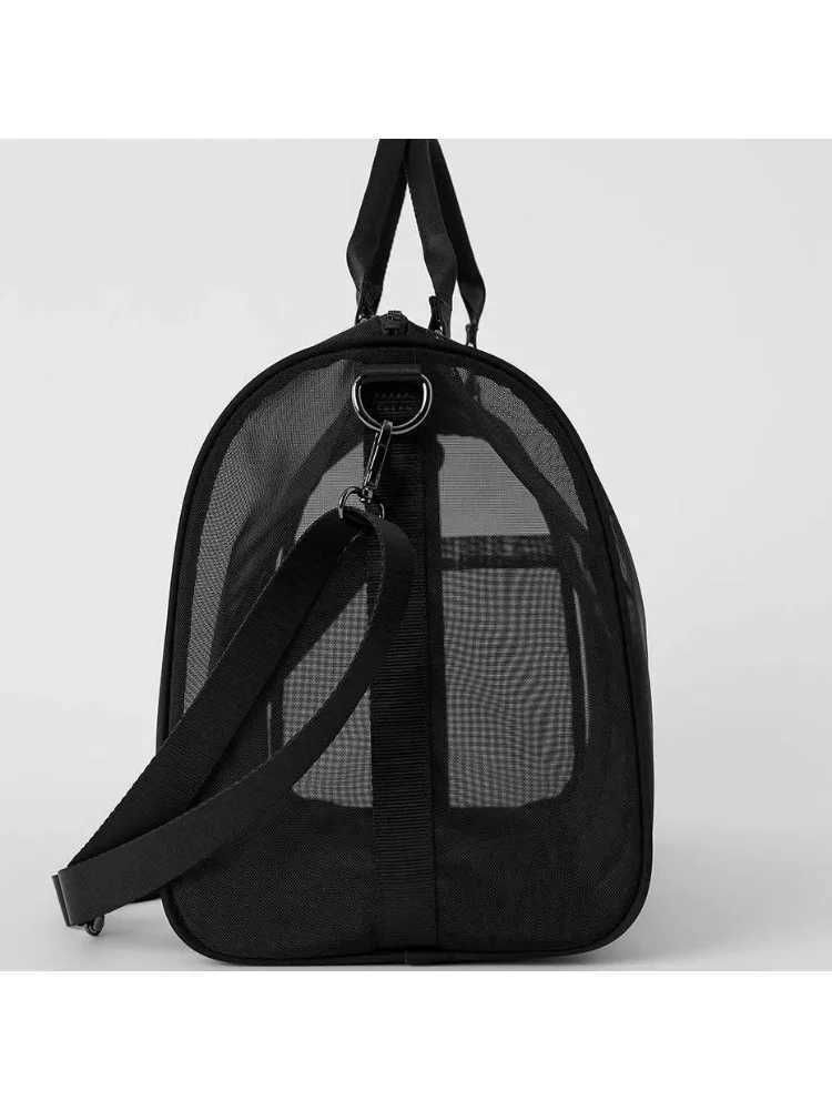 Yoga fitness bag womens luggage bag outdoor fitness bag travel diagonal cross bag fashionable yoga transparent mesh bag Y250320