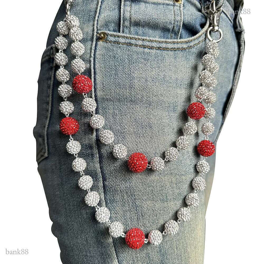 Hip hop mens and womens pants chains high-quality diamond studded beads prayer beads waist chains body chains accessories 250122