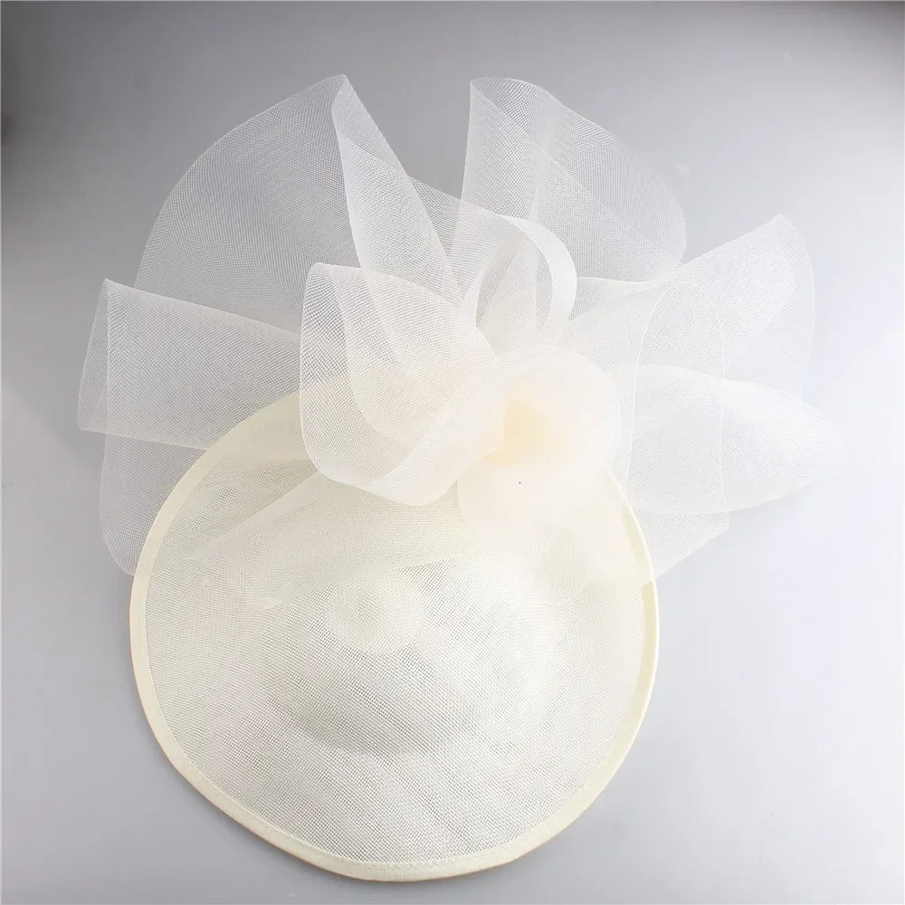 Ivory Big Women Milliery Hats Bride Wedding Mesh Fascinator Hats With Hair Clip Ladies Formal Church Headpiece Cocktail Headwear 250320