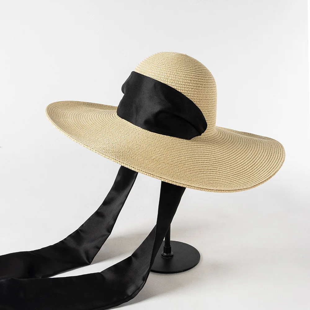 Grass Hat Ladies 12.5cm Wide Brown Beach Hat Outdoor Holiday SunHat 250320