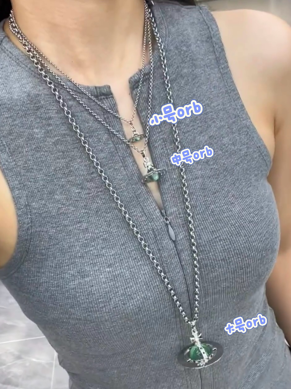 Misa Officail | Limited Edition Mint Green Medium Orb Stunning 3D Saturn Collarbone Necklace Layered For Spicy Girls