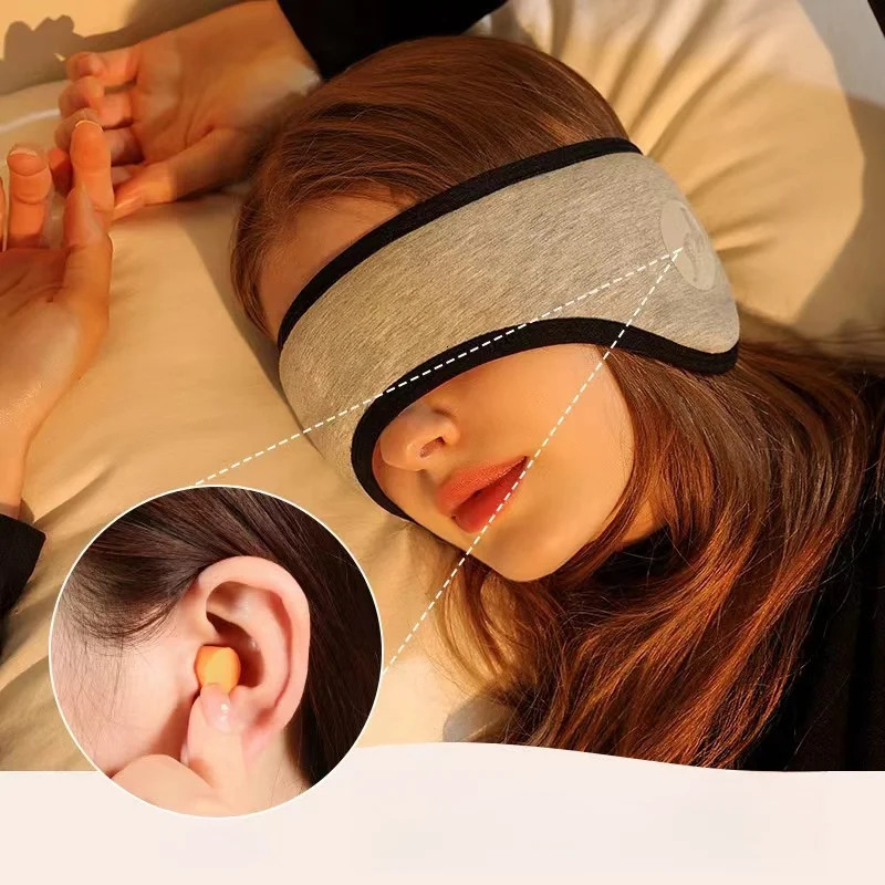 2in1 noise cancelling sleep earplugs with adjustable eye mask insulated for travel nap lunch sound insulation earmuffs 240322