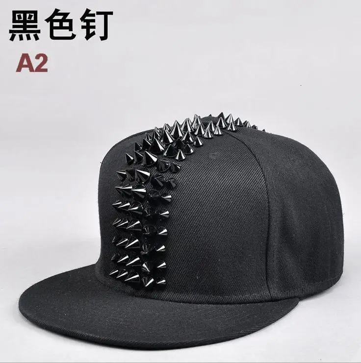 Wholesale Male Spike Studs Rivet Baseball Caps Men Hiphop Punk Rock Flat Hats 250318
