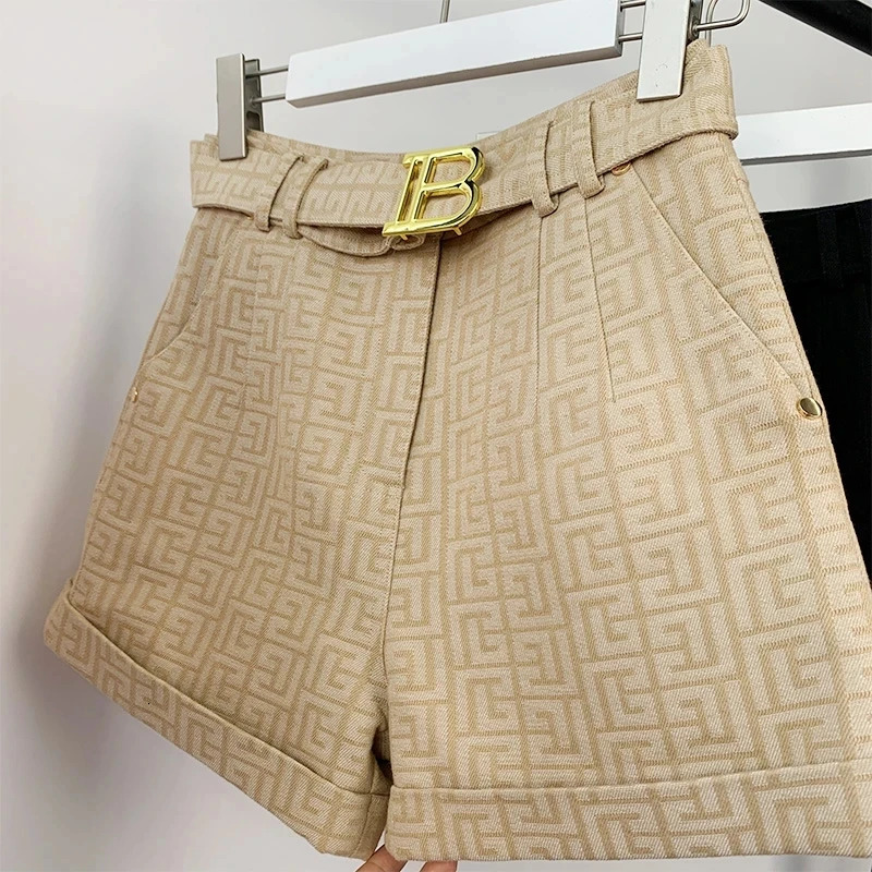 5 Colors for Option Pink Texture Washed Denim Shorts for Women with Belt Casual Style Quality Jeans Trousers 250319