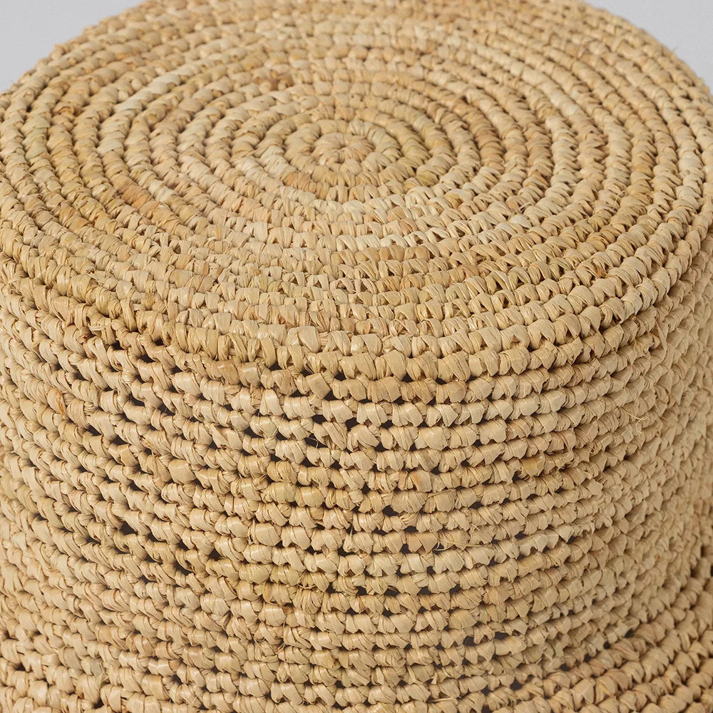 Fashion casual hand crocheted Lafite grass fisherman hat Outdoor sun shading straw hat Foldable 250318