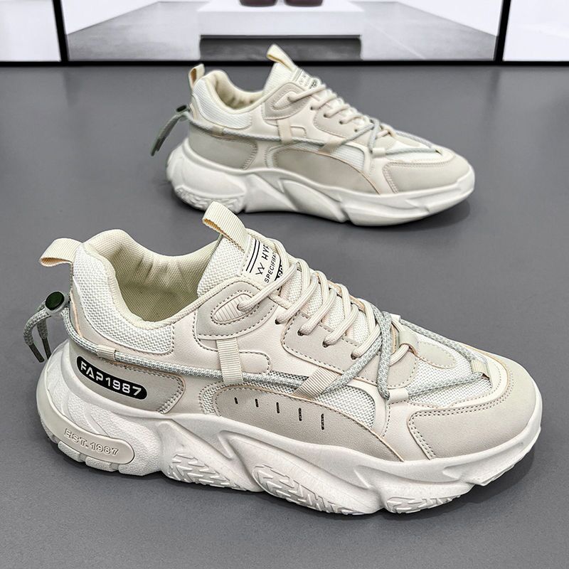 Spring men's shoes new breathable sports shoes men's trend all match platform casual shoes running black fashionable shoes 2025