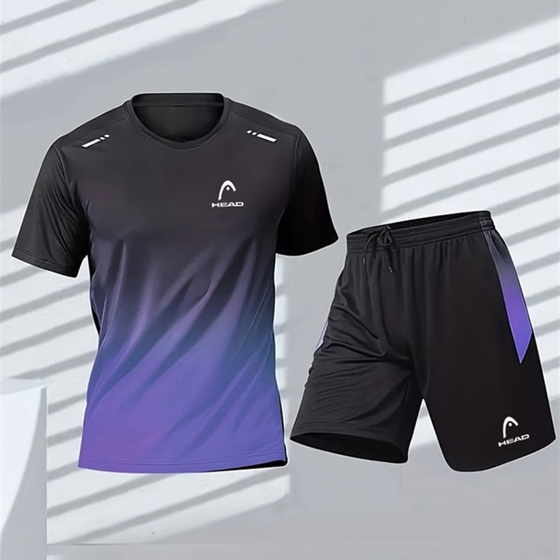 2025 Mens T-shirt and Shorts Set Summer Mens Tennis Short sleeved T-shirt Fashion and Comfortable Badminton Training Shorts 250321
