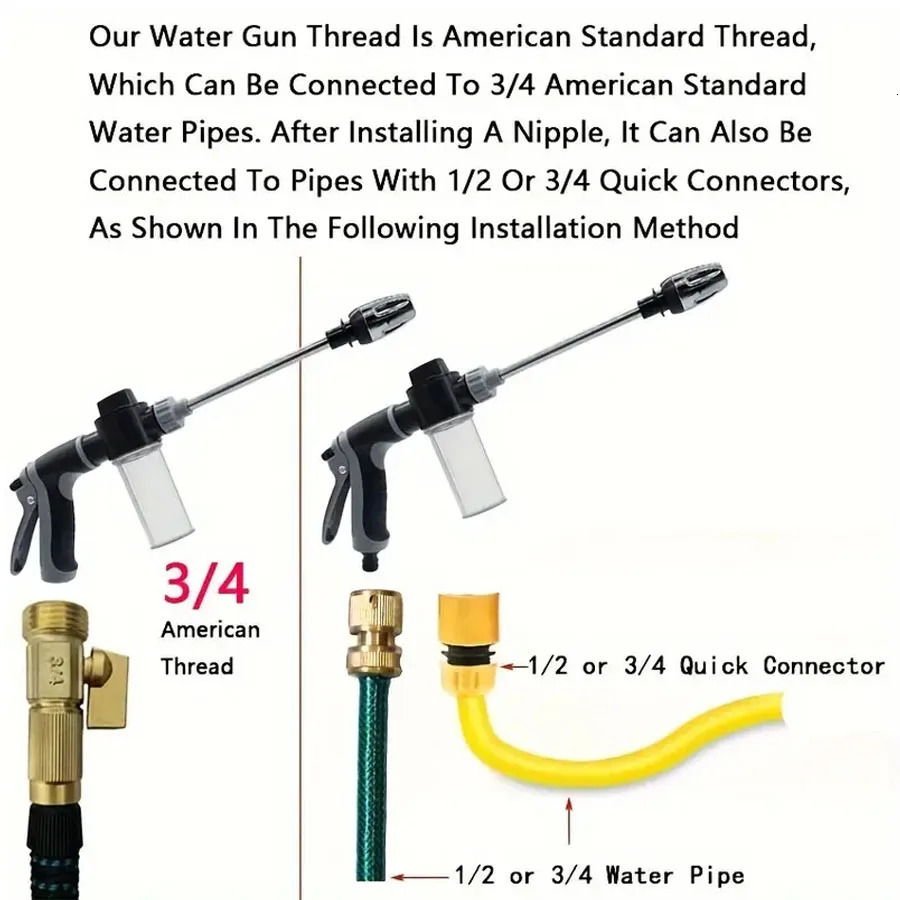 High Pressure Car Wash Water Gun Garden Pipe Nozzle Multifunctional Watering Tool Powerful Cleaning For Cars and Gardens 250318