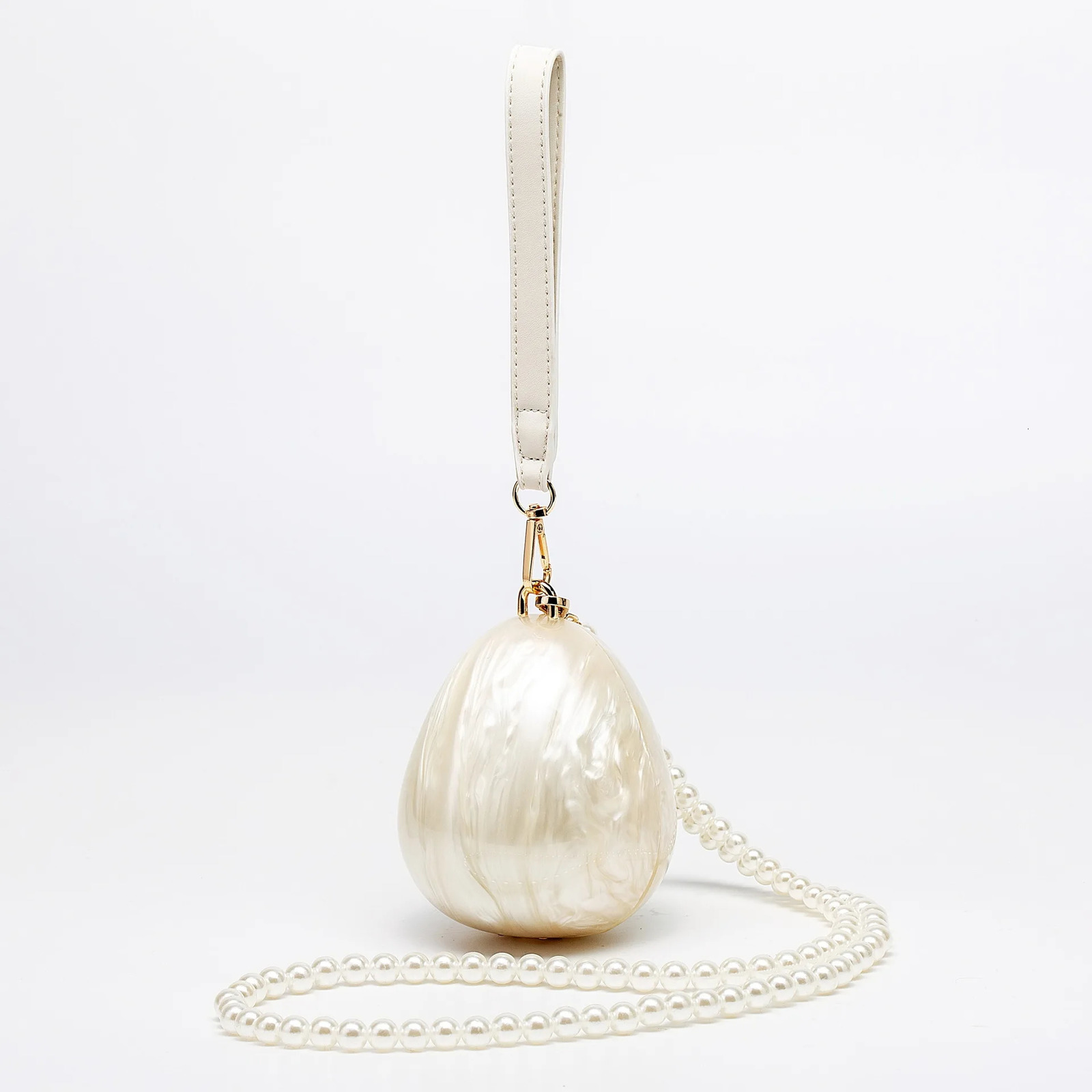 Fashion Acrylic Egg Bag Pearl Chain Womens Shoulder Cross Bag Love Cake Bow Party Clutch Wallet 250320