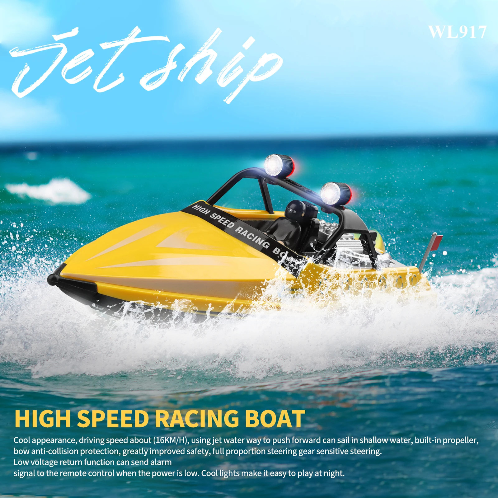 WLtoys WL917 RC Boat 2.4GHz Remote Control Boats RC Jet Boat 16kmh RC Boat Toy Gift for Kids Adults Boys Storage Bag Package 250321