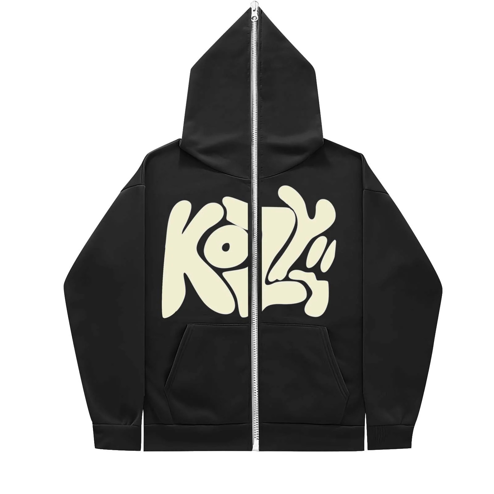 2024 Product KOZY Alphabet Printed Zipper Hoodie Pattern Casual Coat 250322