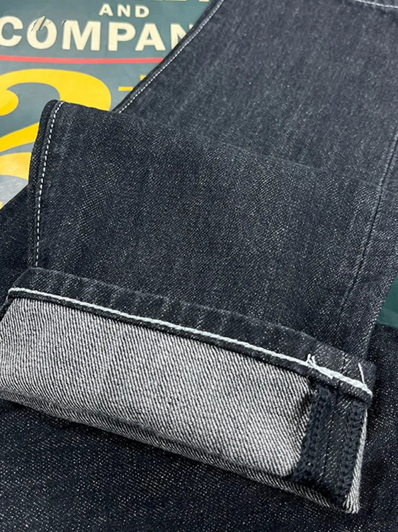100 pure cotton back Paris buckle spring black straight jeans for men American retro style casual Japanese ultrathin tapered pants 250322
