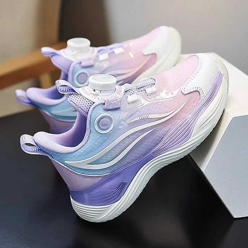Girls Running Shoes Kids Lightweight Non-Slip Sports Sneakers Big Kids Rotating Button Training Shoes Breathable Casual Shoes X250322