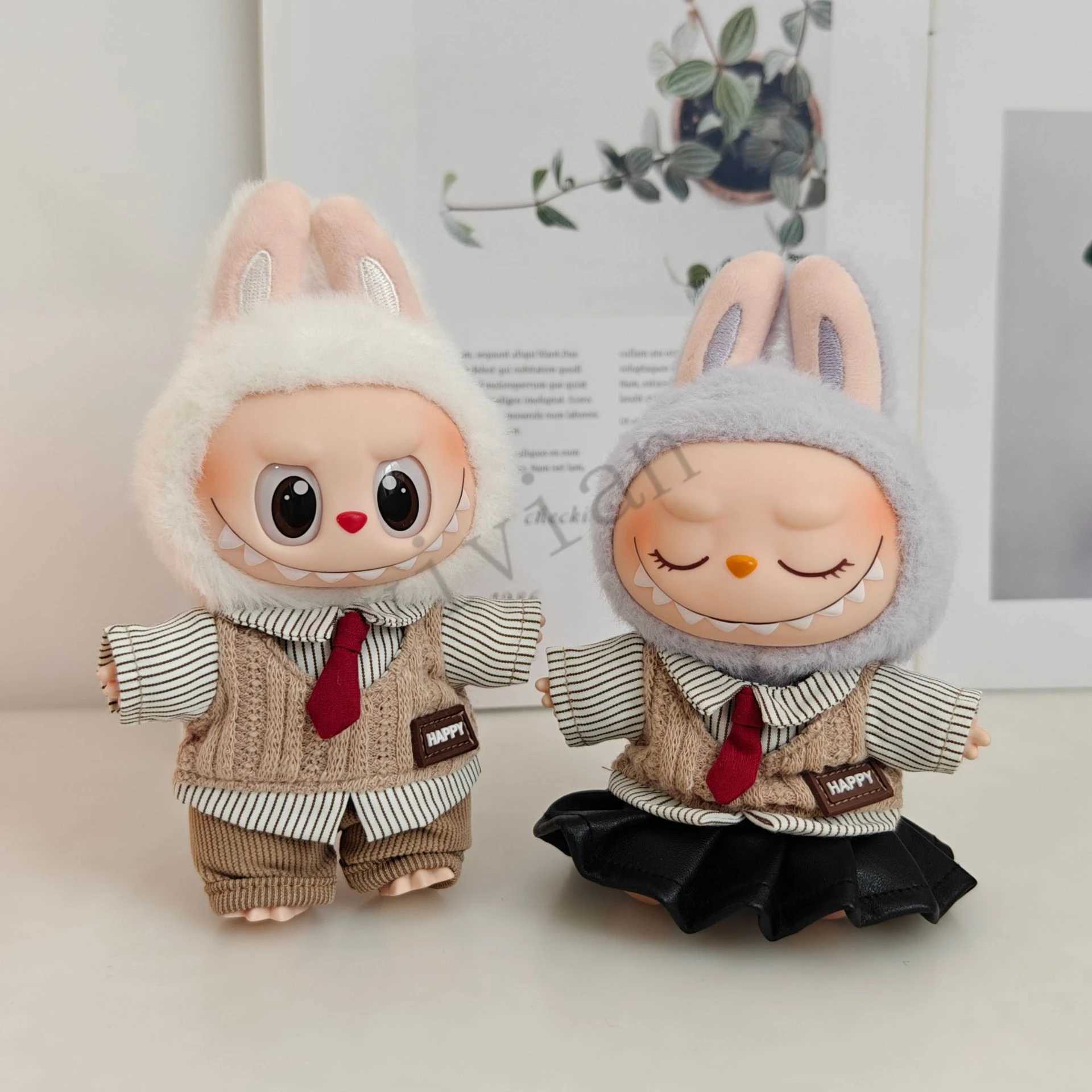 DollS Clothes Outfit Accessories For 15-17cm Labubu College sle shirt sweet cool sle leather skirt Camera shoes Clothing Z250322