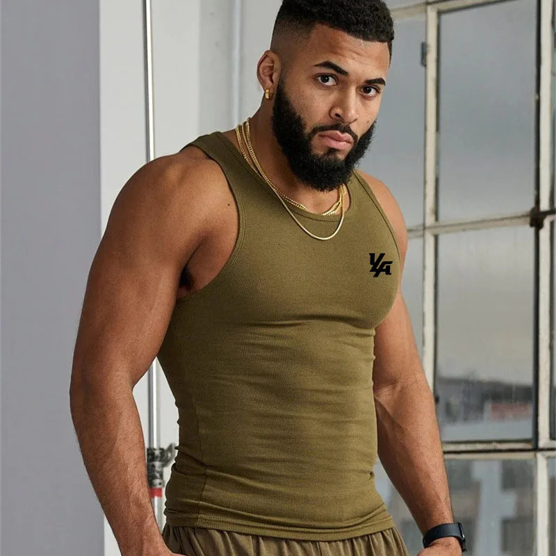 Spring Summer Knit Ice Silk Ribbed Fitness Sports Casual Slim-fit Mens Vest Mens I-line Muscle Vest Cotton Men 250322