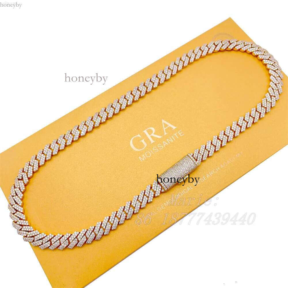 Pass Tester 10mm Width S Hip Hop Necklace Vvs Moissanite Dia Iced Out Cuban k