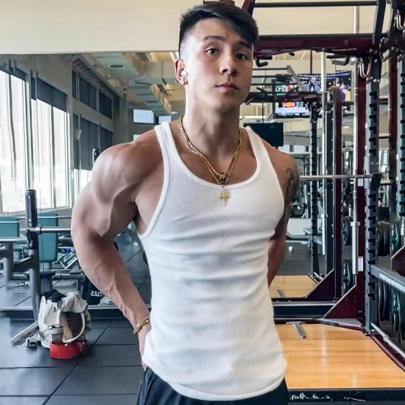 Summer Man Vest Running and Fitness T Shirt Slim Fit Fashion Trend Motion Fitness O-Neck Vest Top Tees 250322