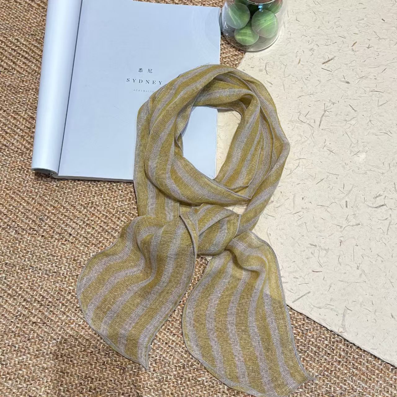 T335 Spring and Summer Japanese and Korean Linen Pastoral Style Scarf Forest Series Long Silk Scarf Artistic Retro Style Neck Scarf