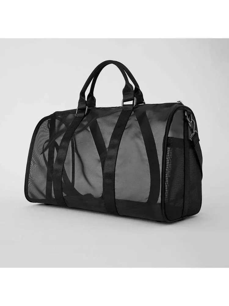 Yoga fitness bag womens luggage bag outdoor fitness bag travel diagonal cross bag fashionable yoga transparent mesh bag Y250320