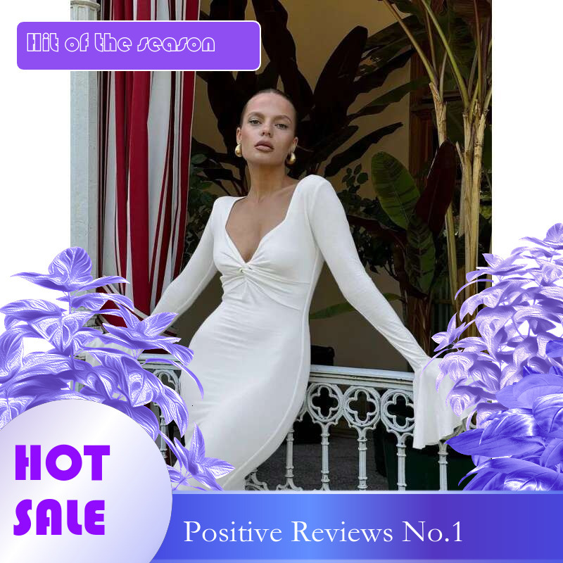 Dongdumaoyi Diepe V Klokmouwen Taille Kalkende Bodycon Geplooide Pure Sexy Desire Lange Jurk C