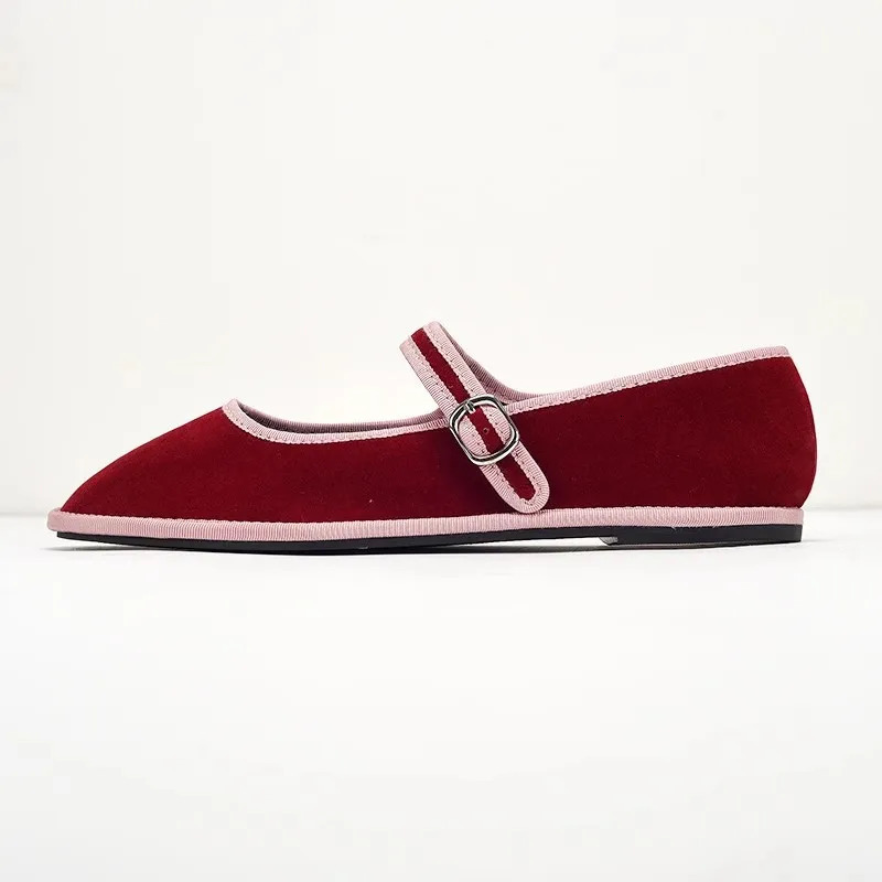Retro Woman Shoes Modis Mixed Colors Round Toe Casual Female Sneakers Shallow Mouth Flats Dress Fabric Mary Janes Striped 250322