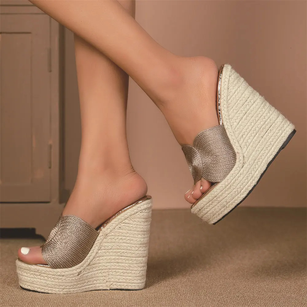 Womens Sandals Espadrille Shoes Slip On Summer Outdoor Super High Heels Slides With Platform Wedges Sandals Big size 43 250319