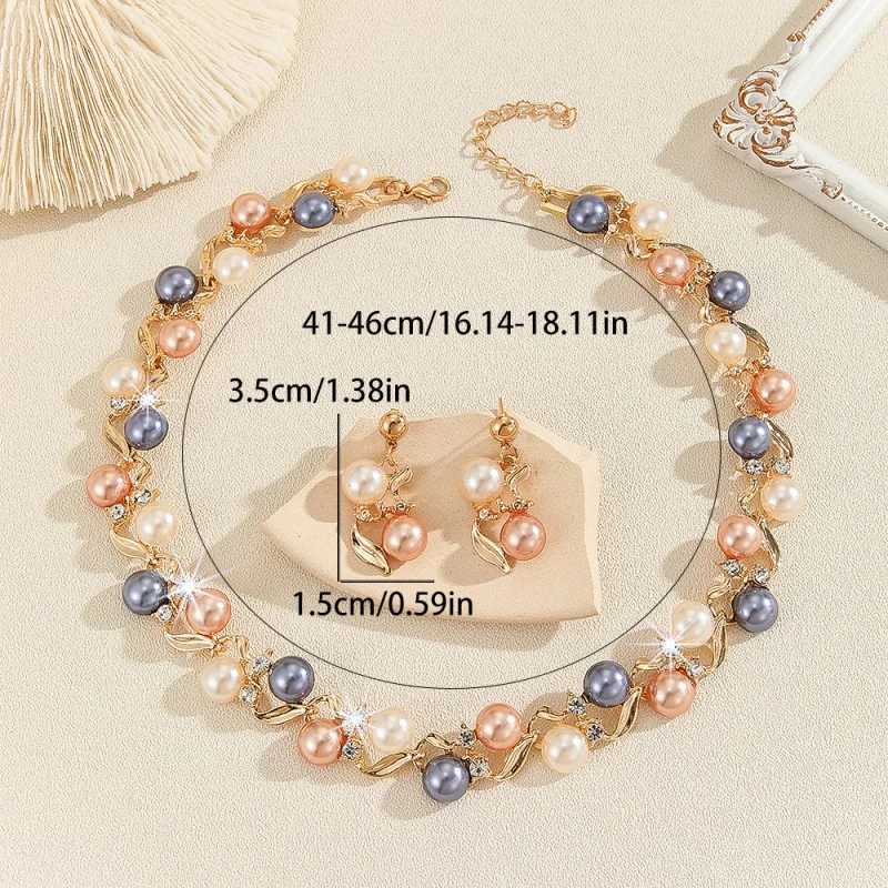 Elegant pearl 2 earrings necklace jewelry set Pearl pearl necklace wholesaleXJ250322