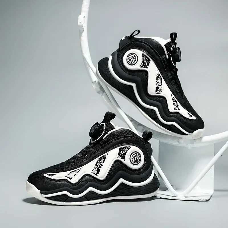 High quality 31-39 elastic and wear-resistant buckle basketball shoes for children suitable for boys non slip casual sports X250322